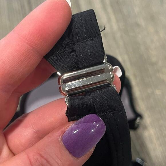 NWOT Jacque Designs Swim Bikini Top Halter Neck Adjustable Strap Black Size L - Picture 3 of 5